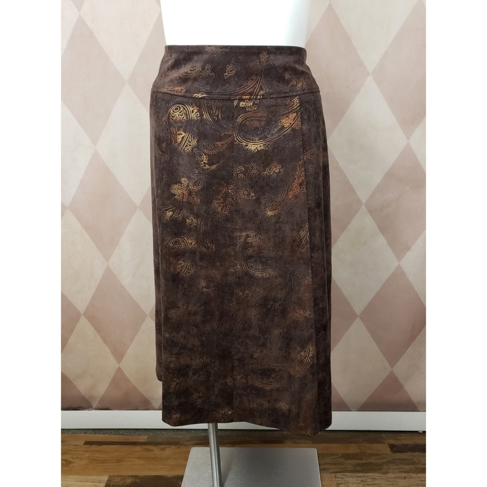 CJ Banks | Brown Shimmer Patterned Skirt